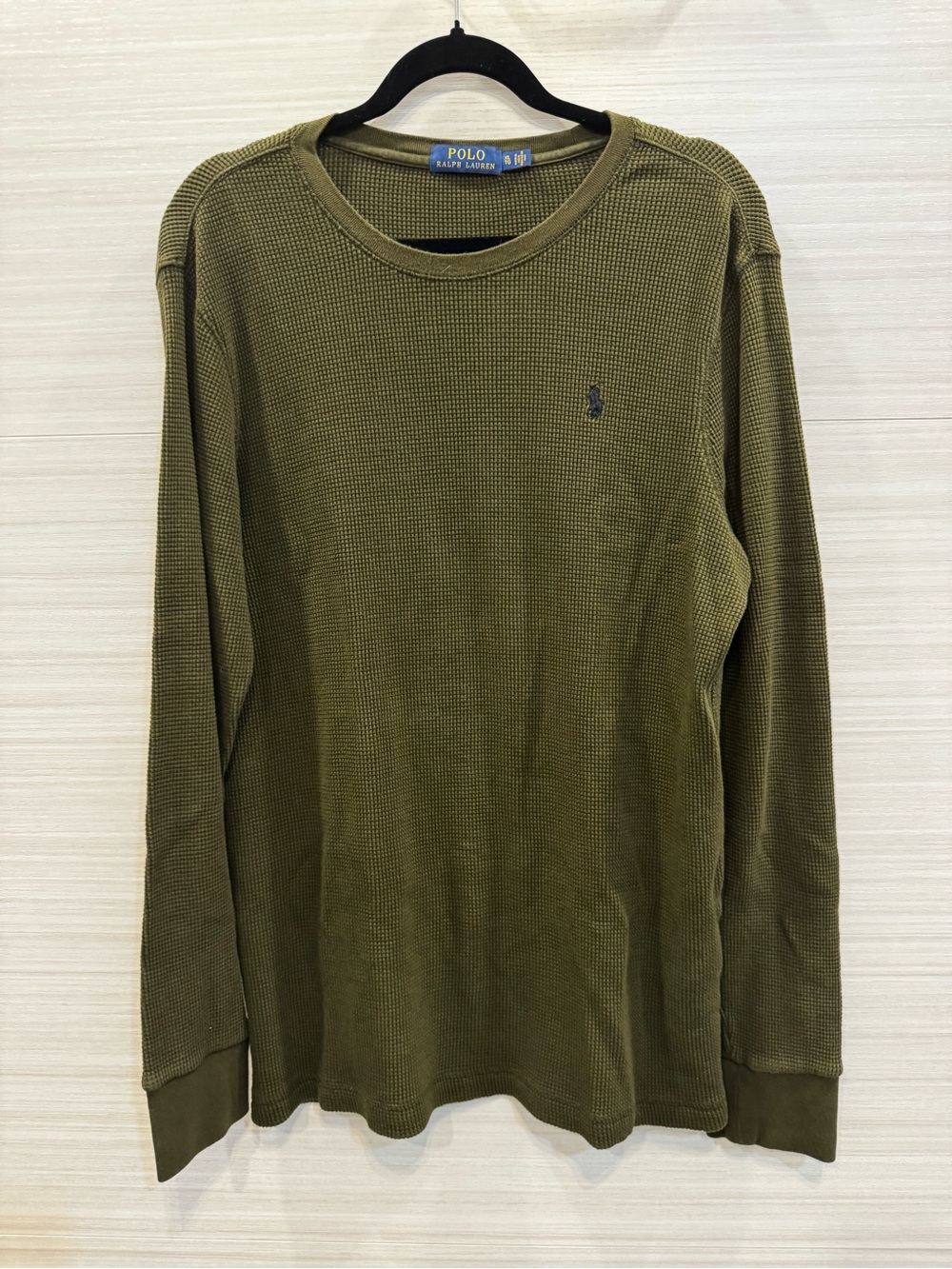 Ralph Lauren Olive Green Waffle-Knit Long Sleeve Thermal Shirt size XL